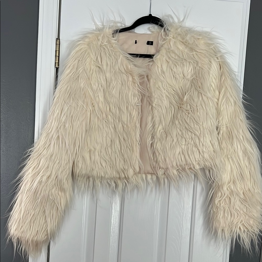 Forever 21 Cream Faux Fur Jacket